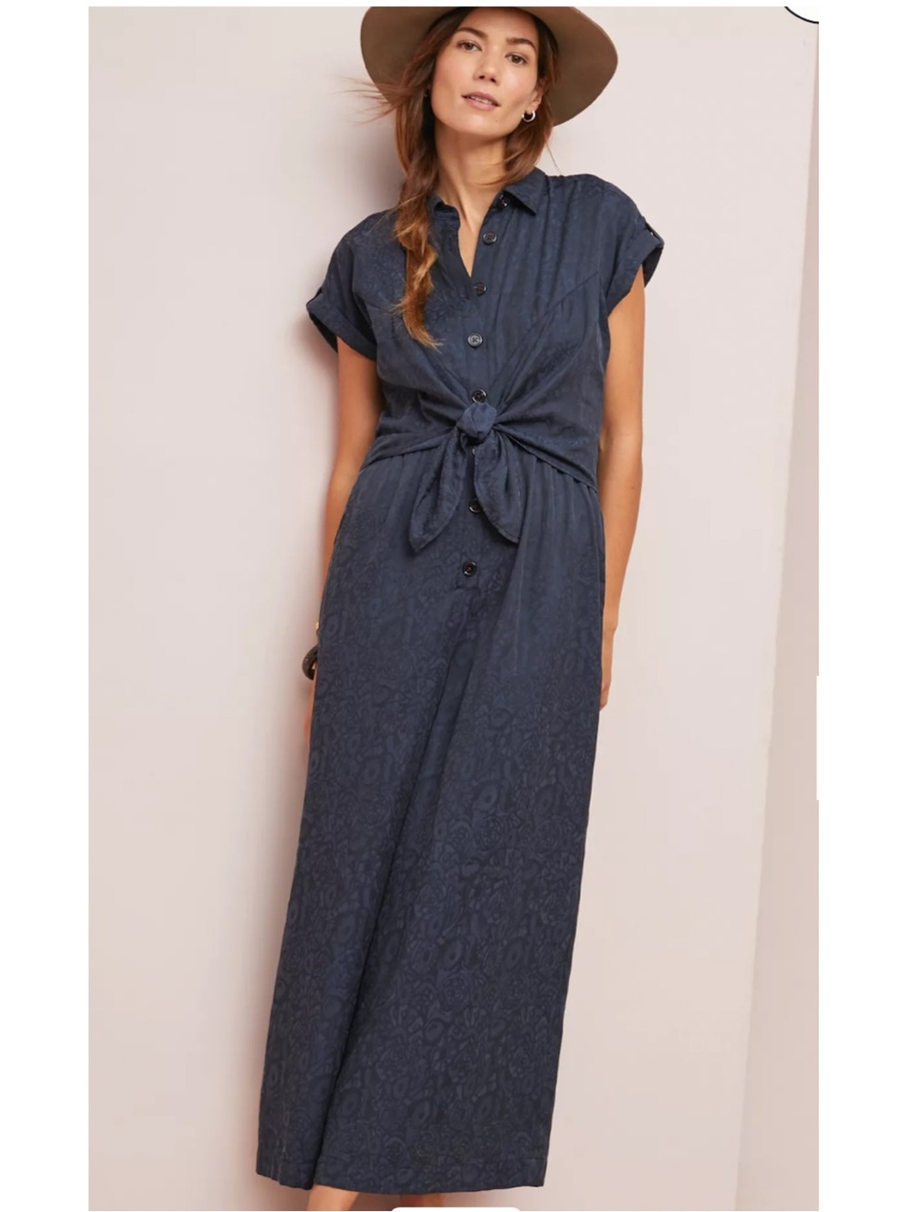 ett:twa by Anthropologie Navy Tie-Front jumpsuit - P6